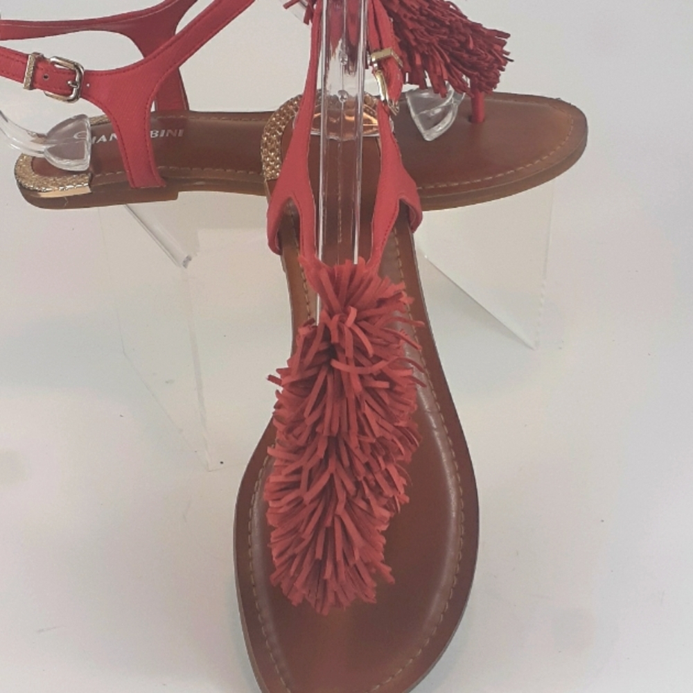 GIANNI BINI coral leather pastel sandals